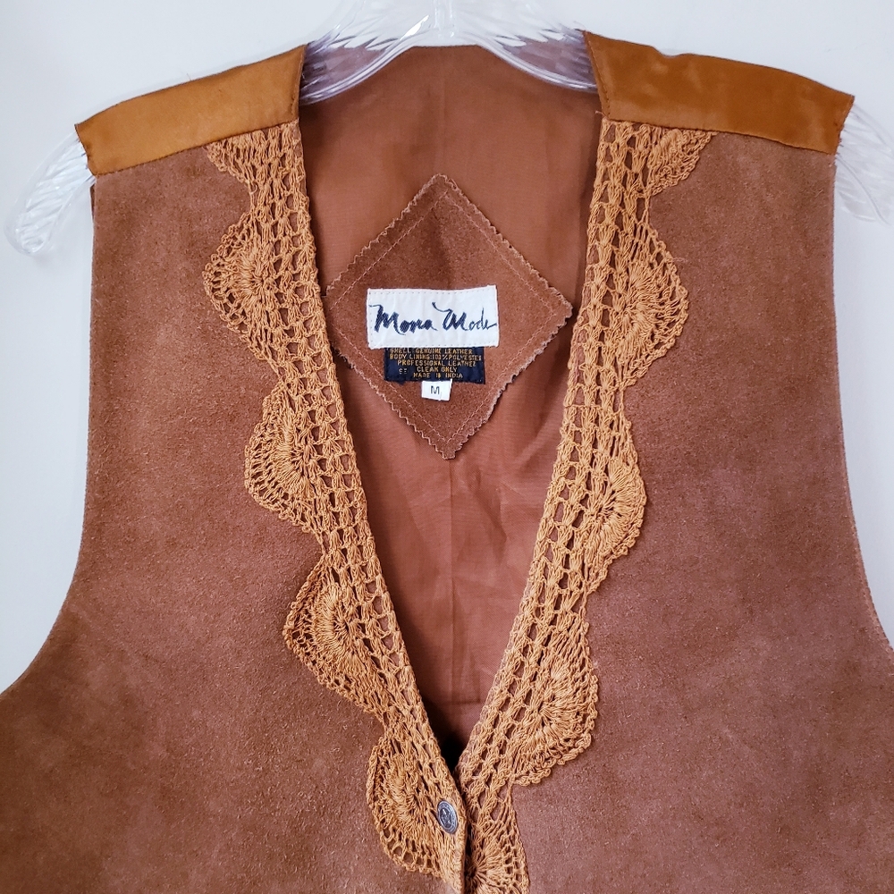 Vintage Mona Mode Tan Leather Vest - Picture 2 of 11